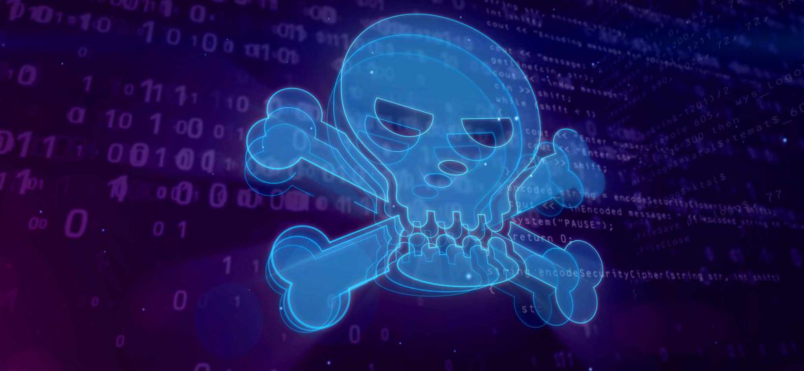Cyber crime digital concept with skull shape 3d illustration